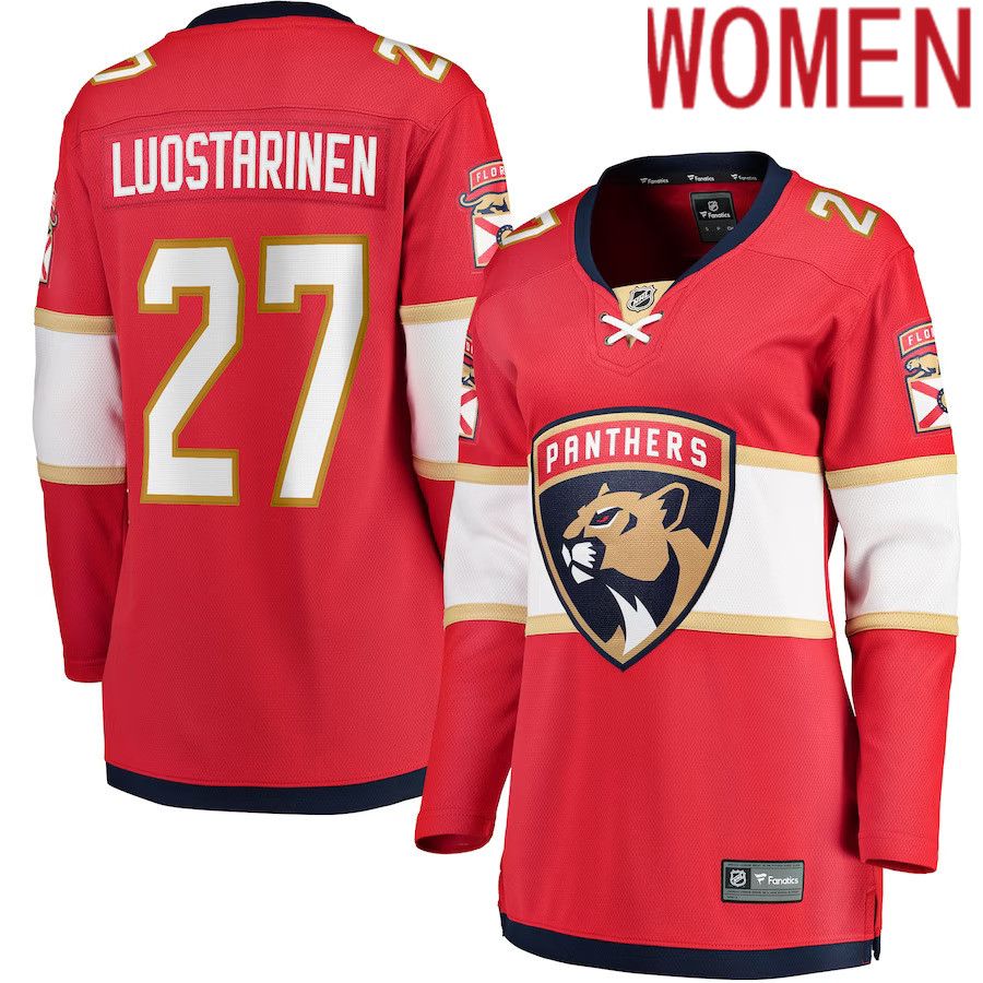 Women Florida Panthers 27 Eetu Luostarinen Fanatics Branded Red Home Breakaway Player NHL Jersey